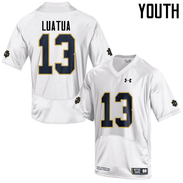 Youth #13 Tyler Luatua Notre Dame Fighting Irish College Football Jerseys-White